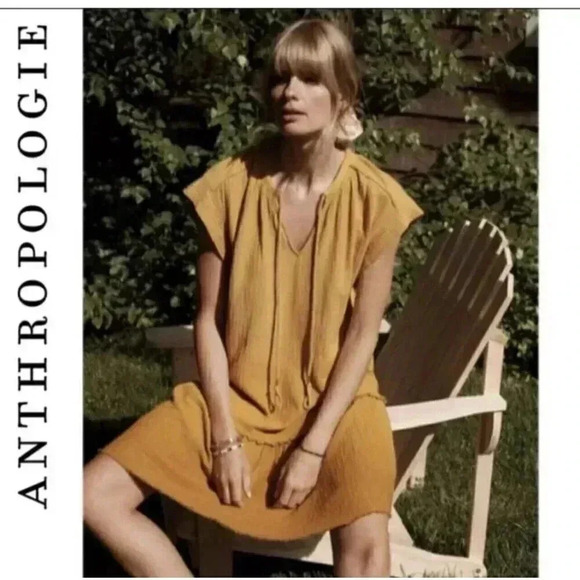 Anthropologie Sz XS Saturday Sunday Lydia Ombre Tunic Boho Dress Gauze Yellow - Picture 1 of 11
